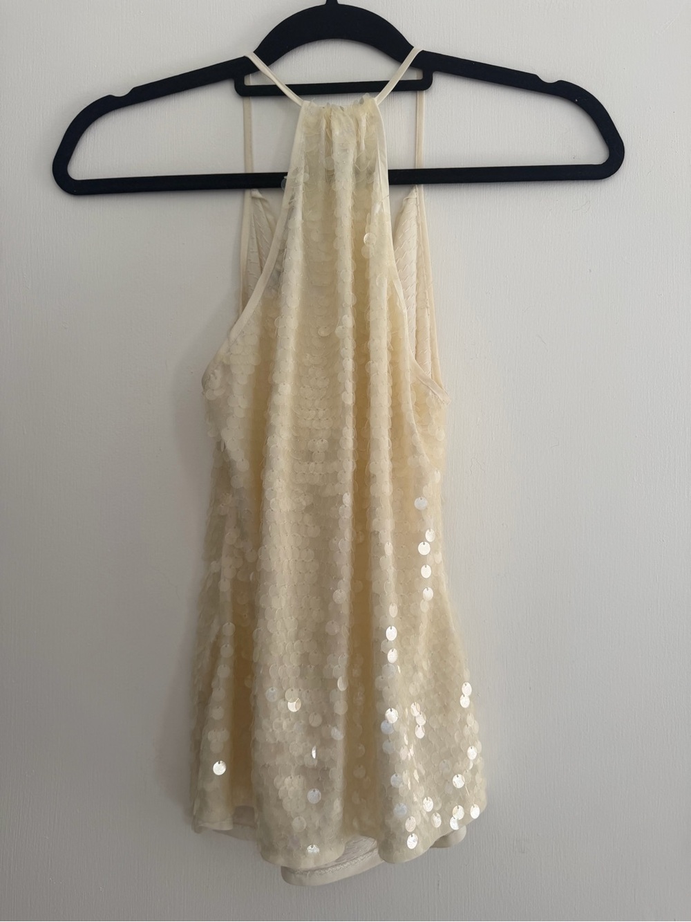 BCBGMaxAzria Cream Sequin Halter Camisole - Picture 3 of 6